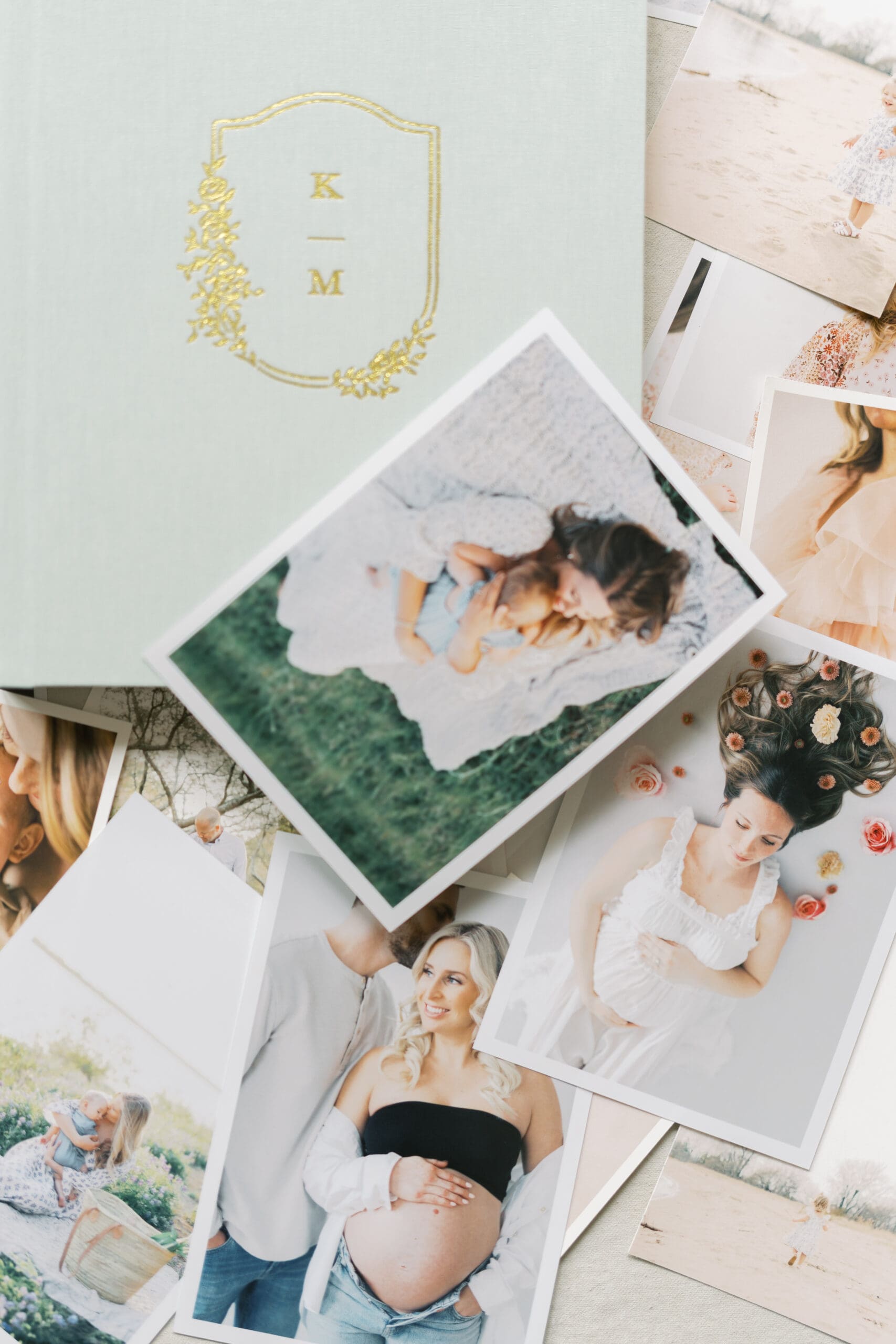 Photo of printed artwork pieces such as fine art prints and heirloom albums.