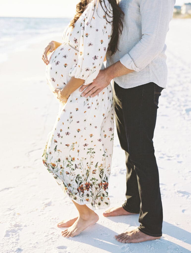 Photos during outdoor maternity session